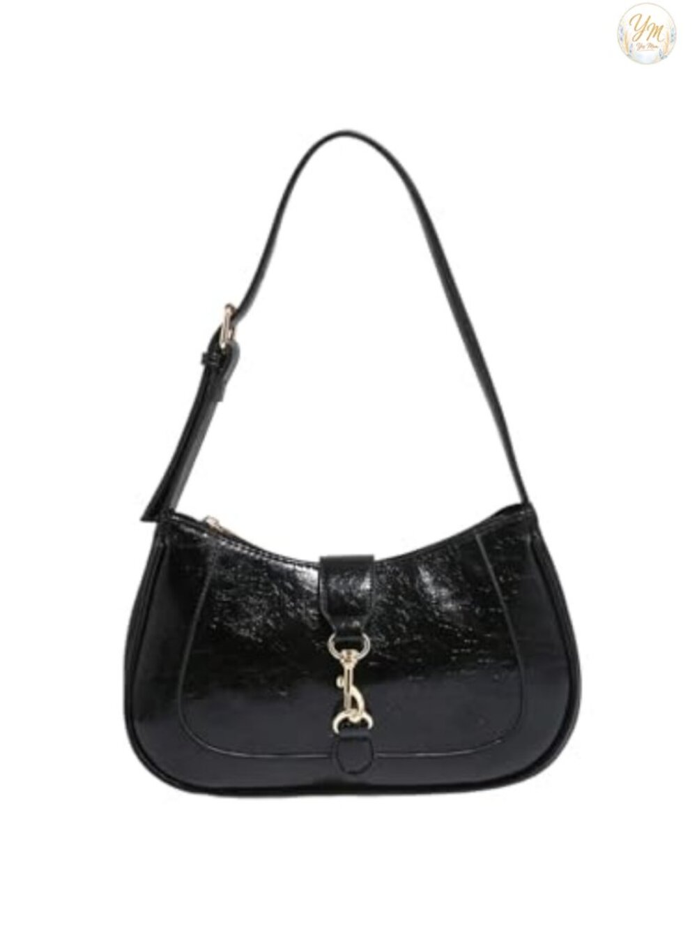 PU Leather Zipper Shoulder Bag Elegant Underarm Purse Adjustable Strap